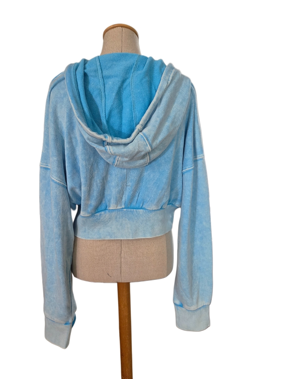 Double Zero Washed Light Blue Zip Hoodie NWOT - Picture 2 of 4